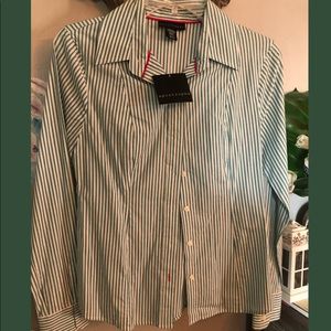 Apostrophe long sleeve white and teal